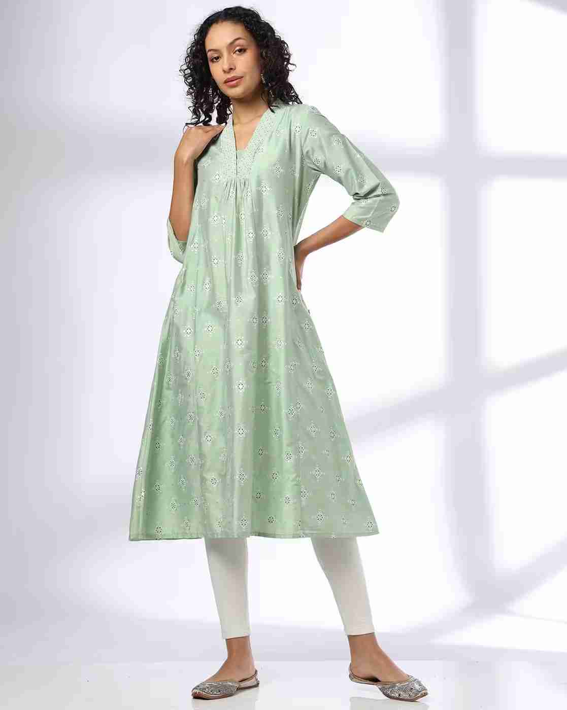 AVAASA MIX N' MATCH | Women Block Print Flared Kurta|0