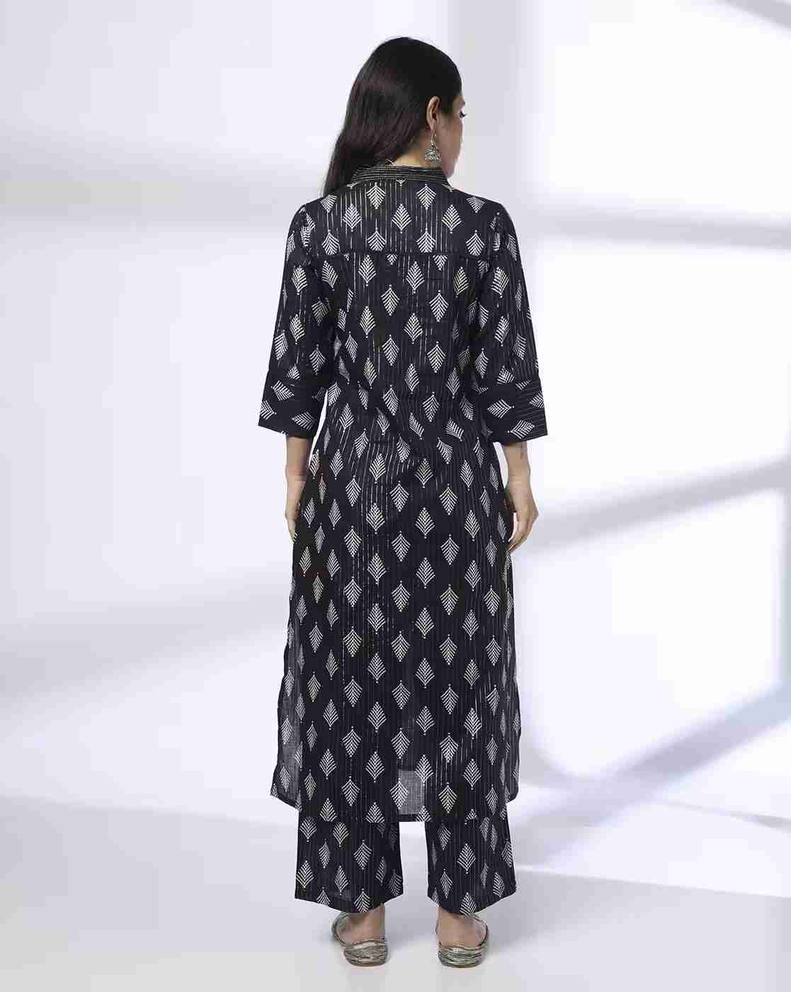 AVAASA MIX N' MATCH | Women Geometric Print Straight Kurta with Palazzos|2