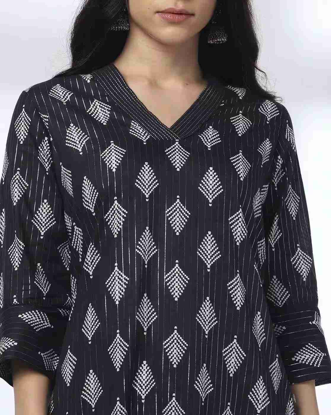 AVAASA MIX N' MATCH | Women Geometric Print Straight Kurta with Palazzos|3