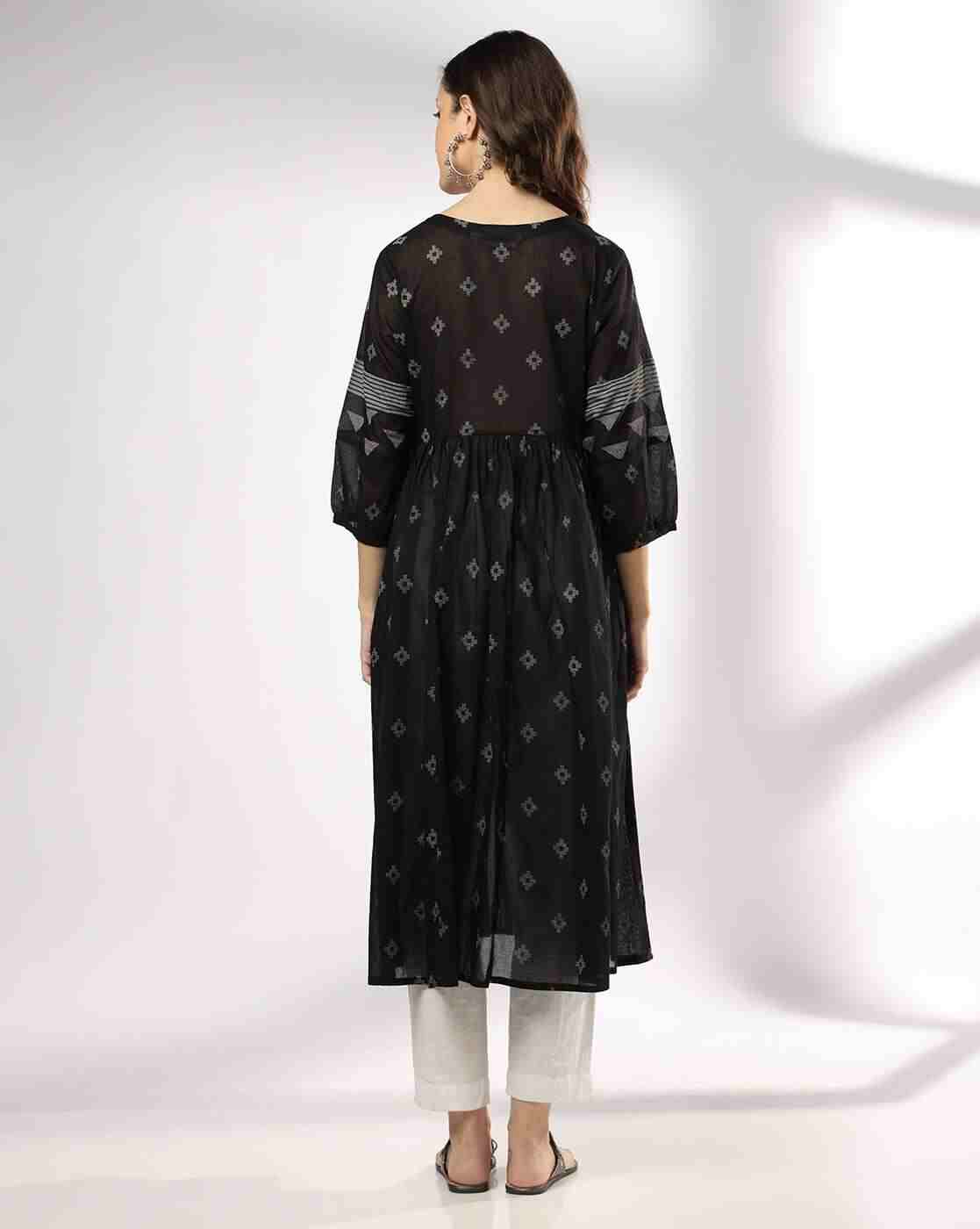 AVAASA MIX N' MATCH | Women Geometric Print Flared Kurta with Insert Pocket|2
