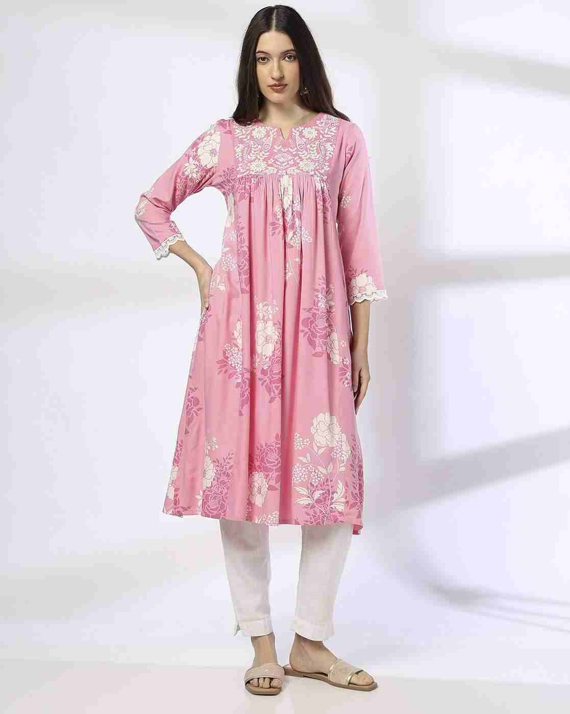 AVAASA MIX N' MATCH | Women Floral Print Flared Kurta|0
