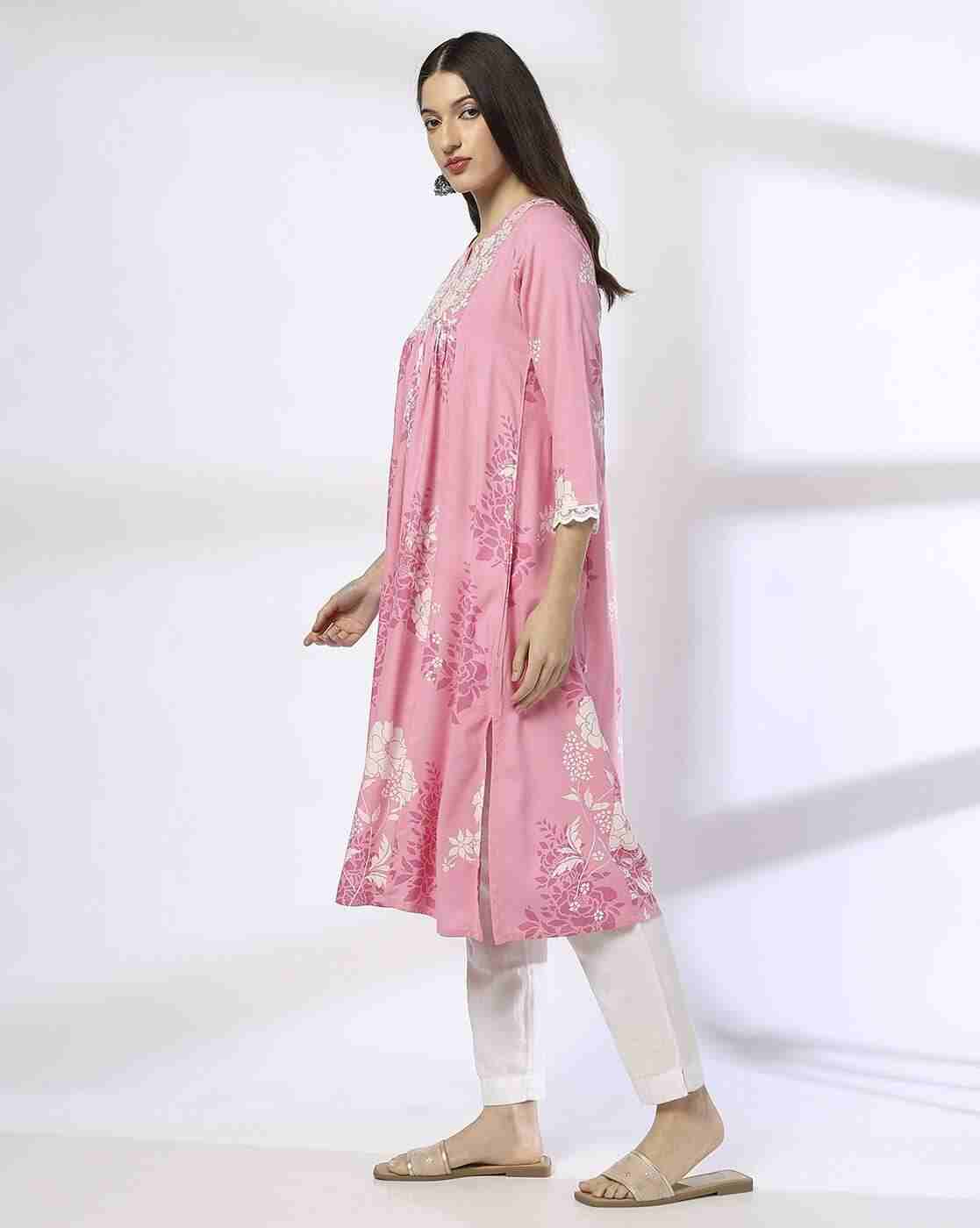 AVAASA MIX N' MATCH | Women Floral Print Flared Kurta|1