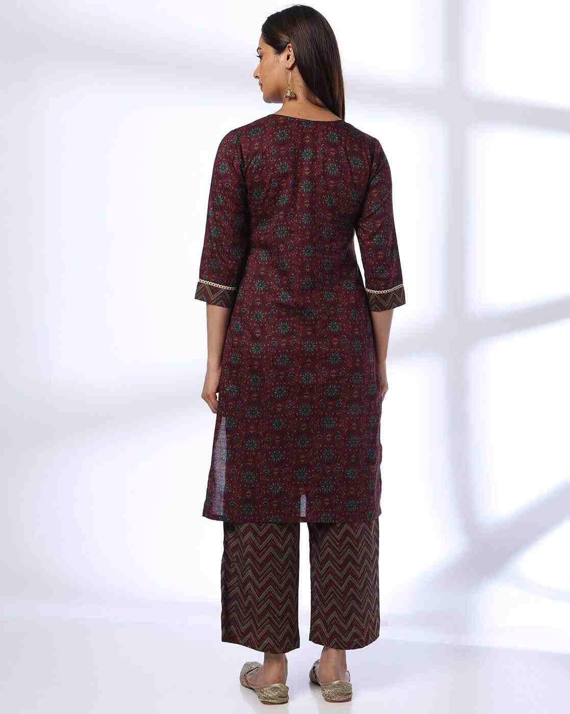 AVAASA MIX N' MATCH | Women Floral Print Straight Kurta with Palazzos Set|2
