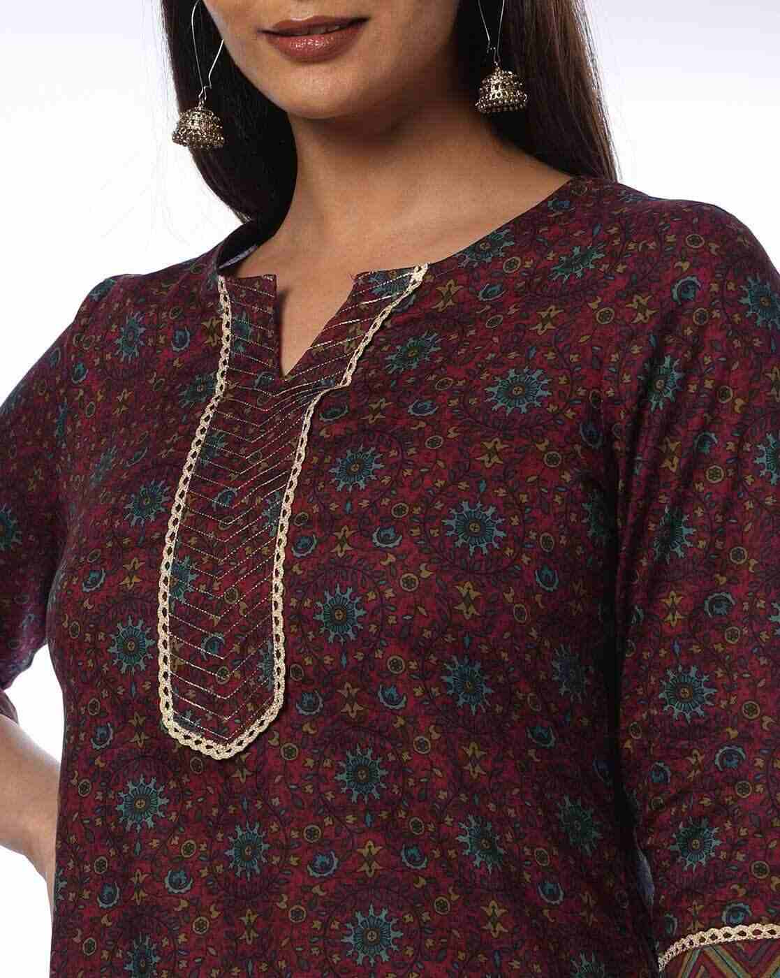 AVAASA MIX N' MATCH | Women Floral Print Straight Kurta with Palazzos Set|3