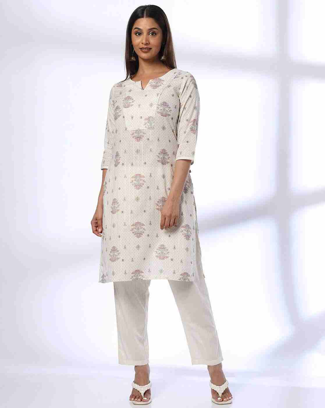 AVAASA MIX N' MATCH | Women Floral Print Straight Kurta with Pants Set|0