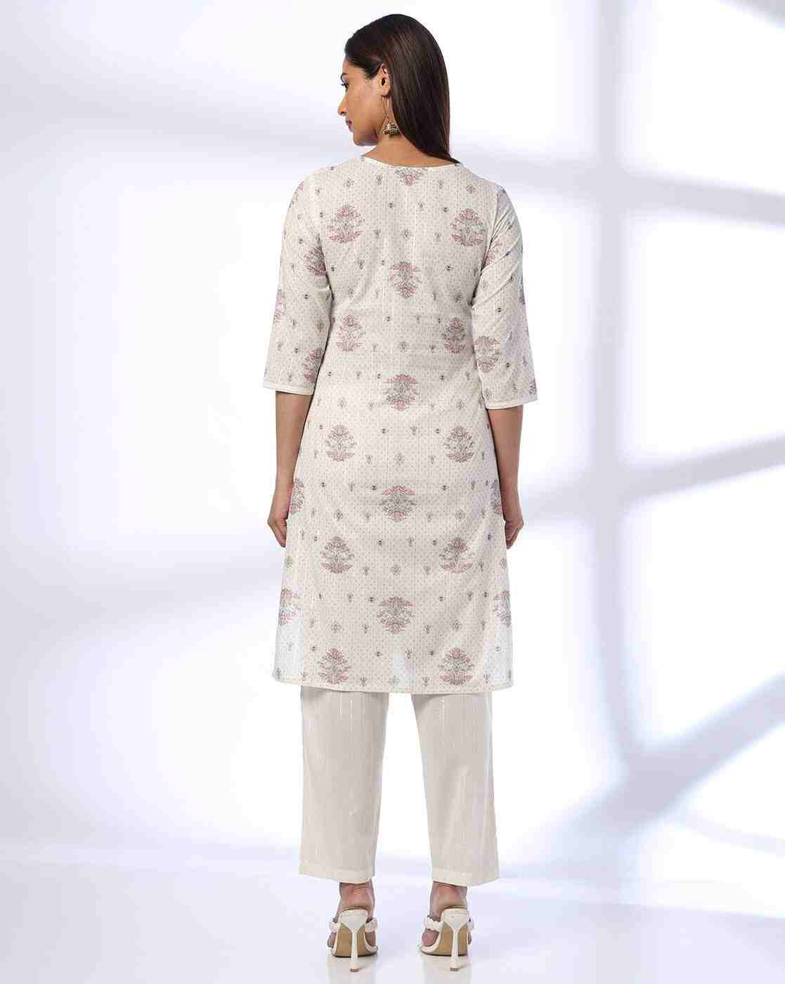 AVAASA MIX N' MATCH | Women Floral Print Straight Kurta with Pants Set|2