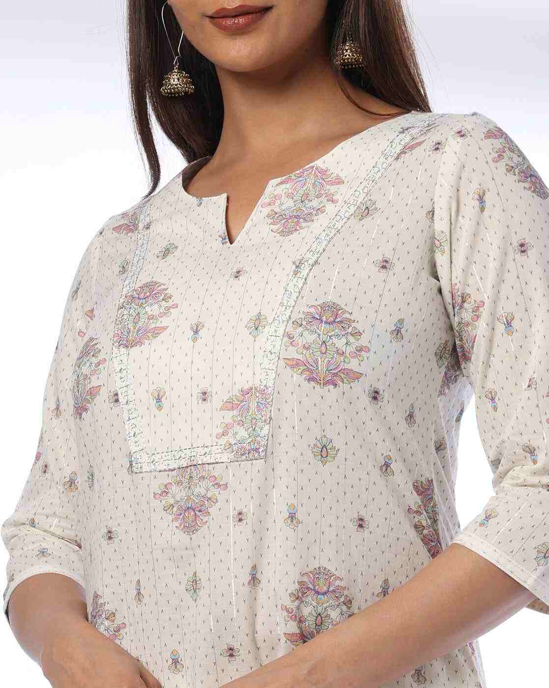 AVAASA MIX N' MATCH | Women Floral Print Straight Kurta with Pants Set|3