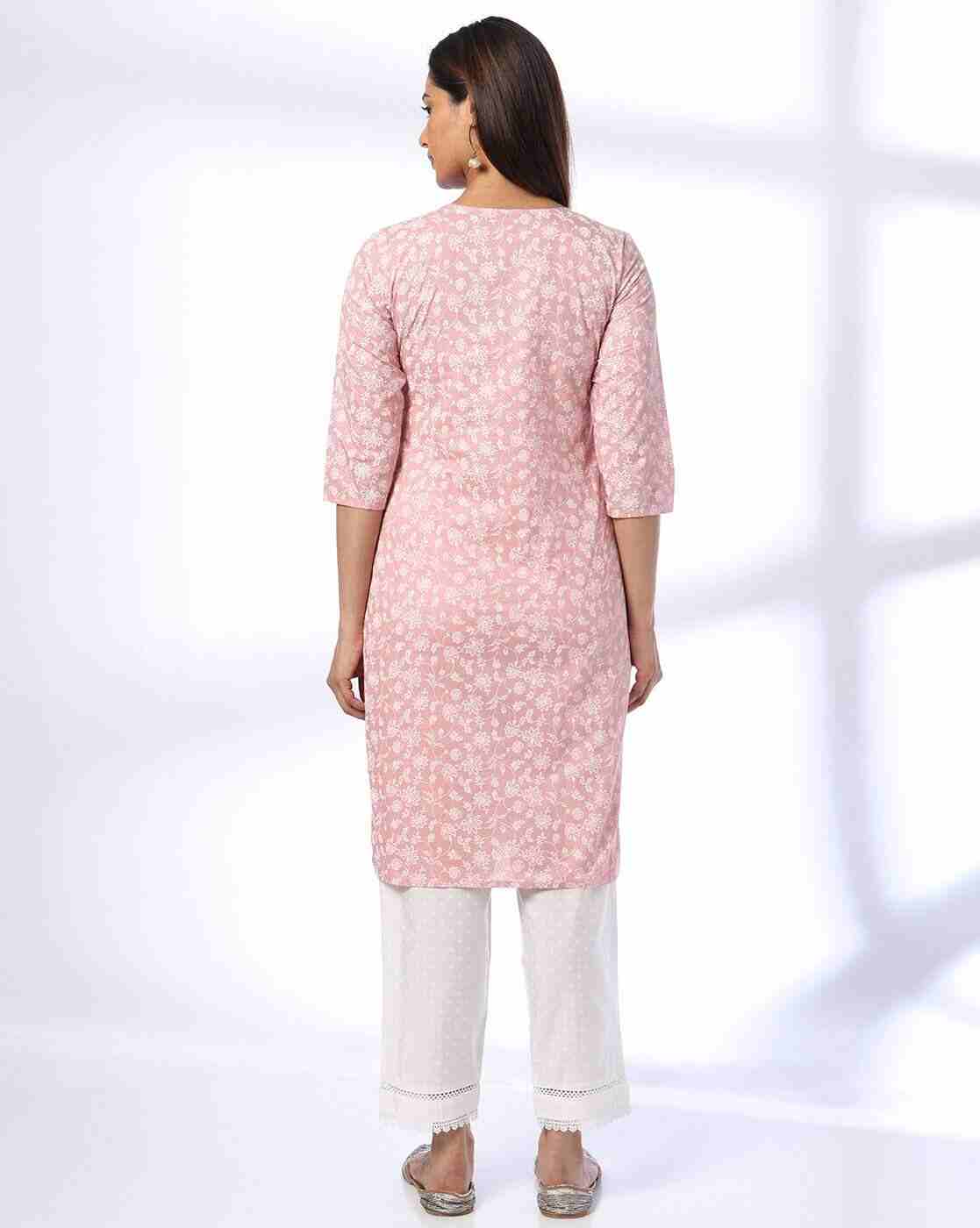 AVAASA MIX N' MATCH | Women Floral Embroidered Straight Kurta|2