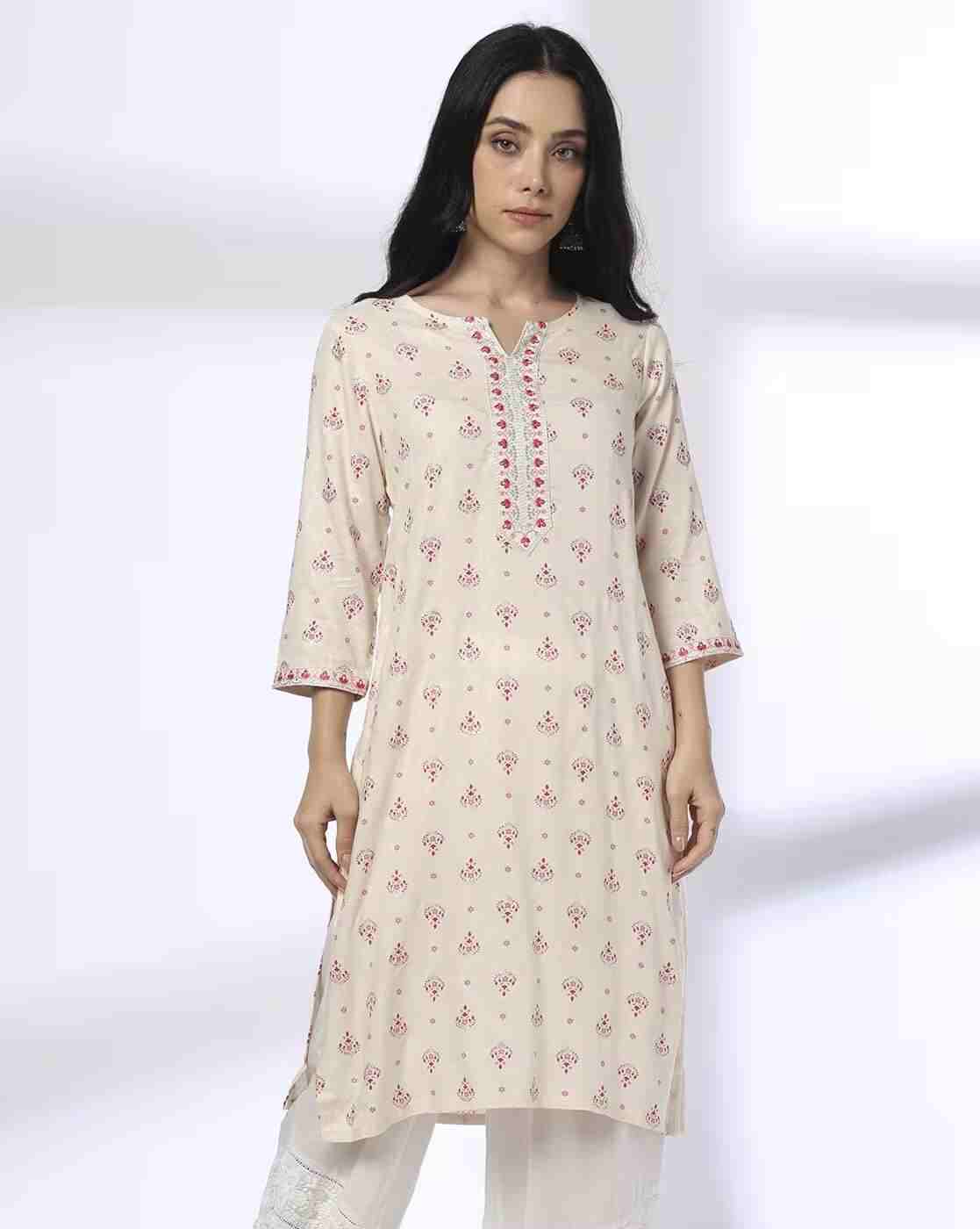 AVAASA MIX N' MATCH | Women Floral Print Straight Kurta|0
