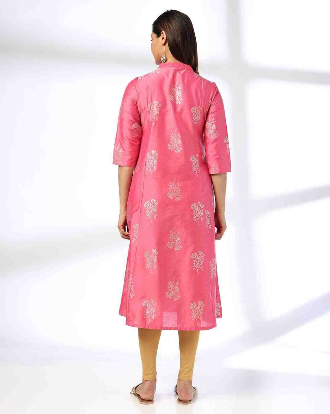 AVAASA MIX N' MATCH | Women Foil Print A-Line Kurta|2