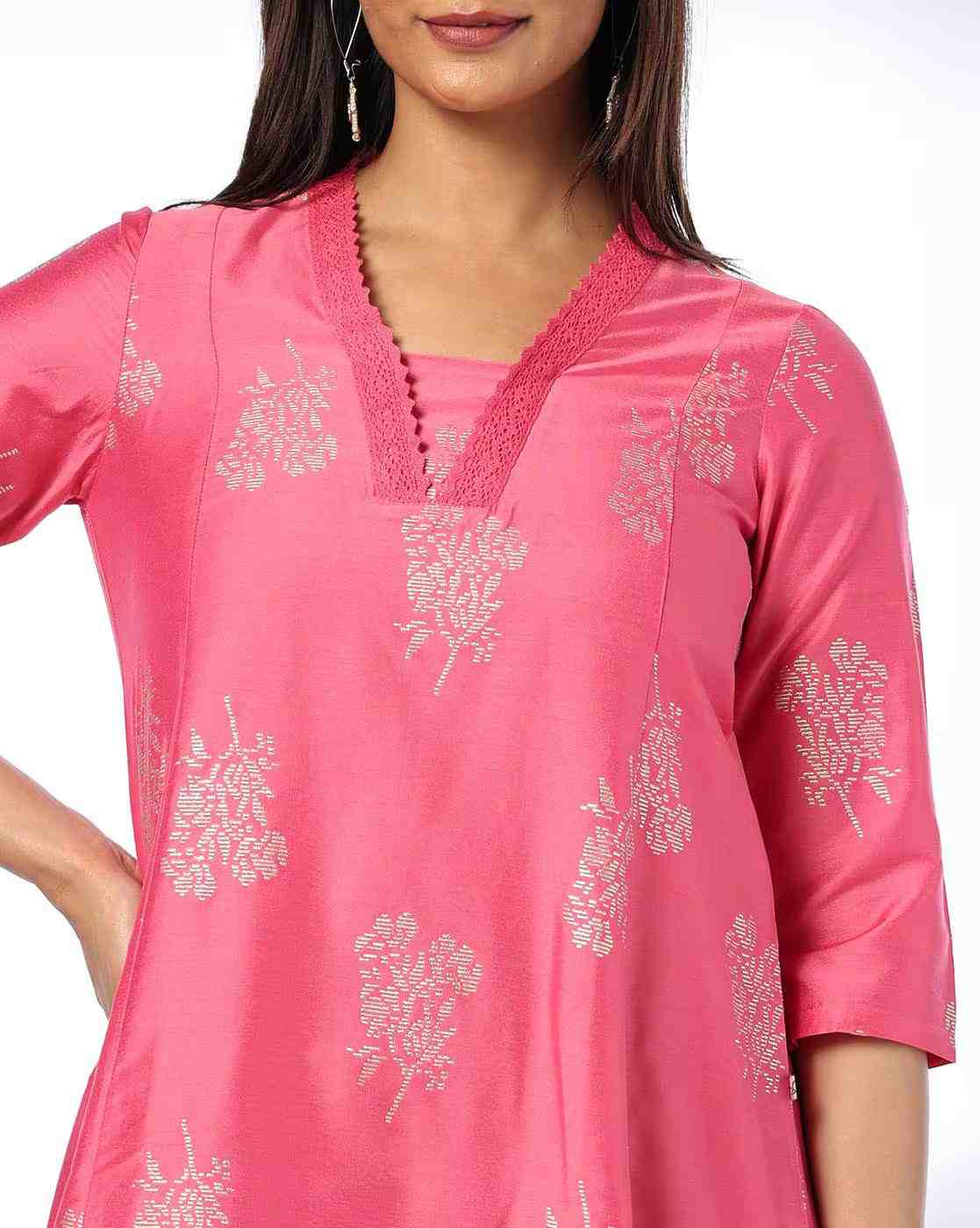 AVAASA MIX N' MATCH | Women Foil Print A-Line Kurta|3