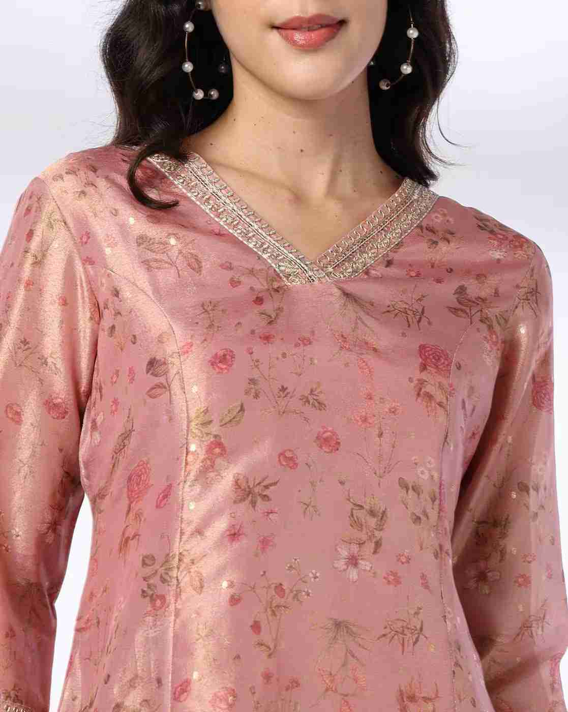 AVAASA MIX N' MATCH | Women Floral Print V-Neck Flared Jeans|3