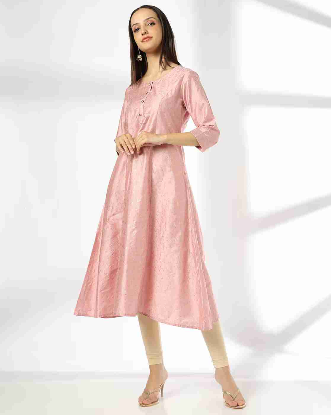 AVAASA MIX N' MATCH | Women Foil Print Flared Kurta|0