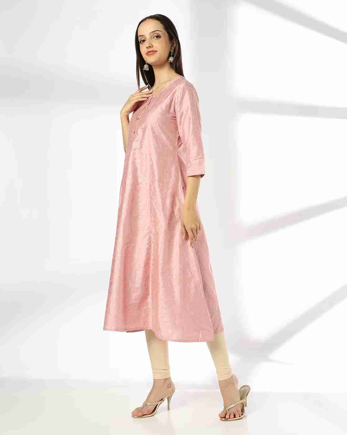 AVAASA MIX N' MATCH | Women Foil Print Flared Kurta|1