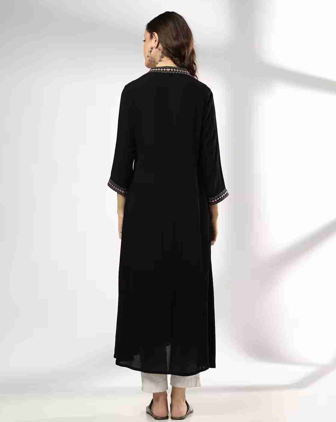 AVAASA MIX N' MATCH | Women Embroidered Flared Kurta|2