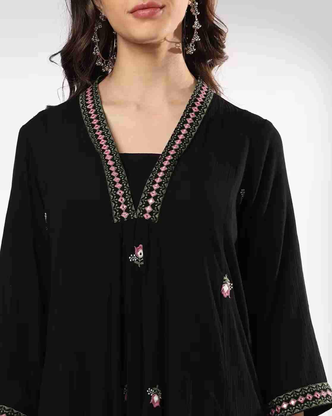 AVAASA MIX N' MATCH | Women Embroidered Flared Kurta|3