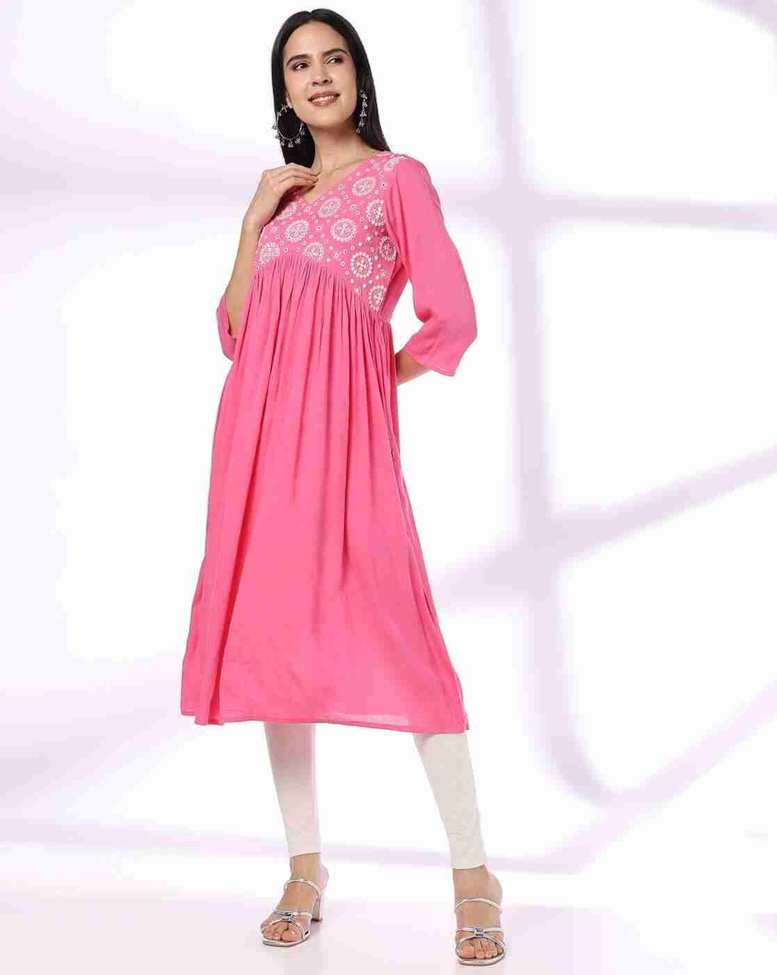 AVAASA MIX N' MATCH | Women A-Line Kurta with Embroidered Yoke|0