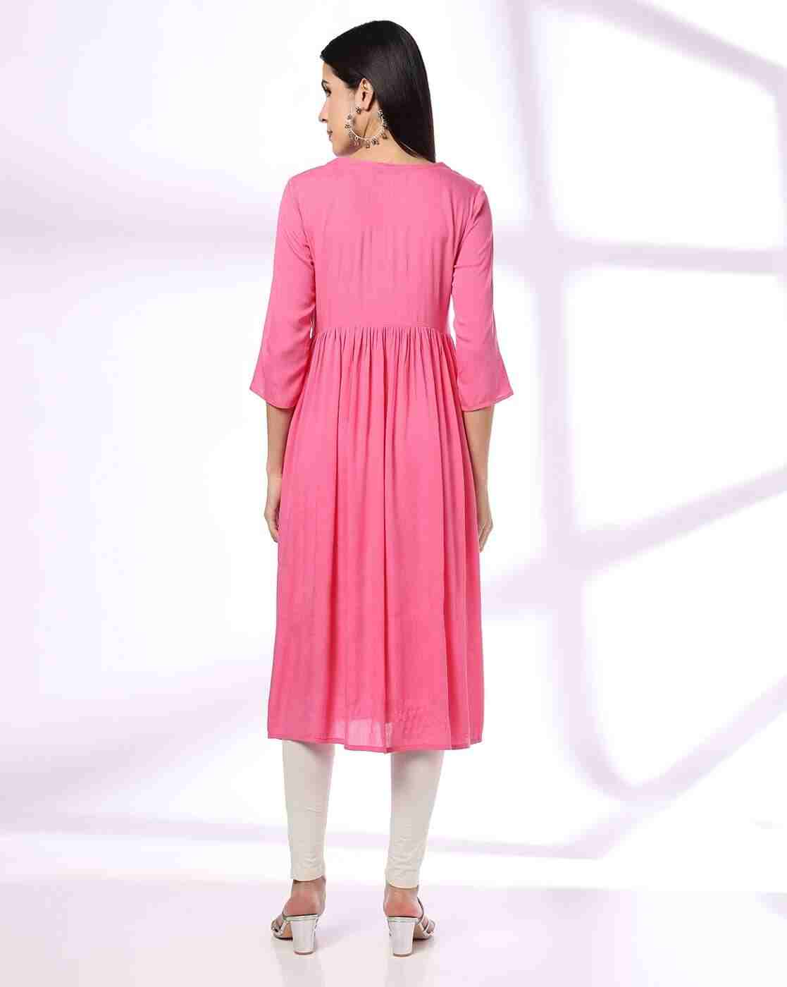 AVAASA MIX N' MATCH | Women A-Line Kurta with Embroidered Yoke|2