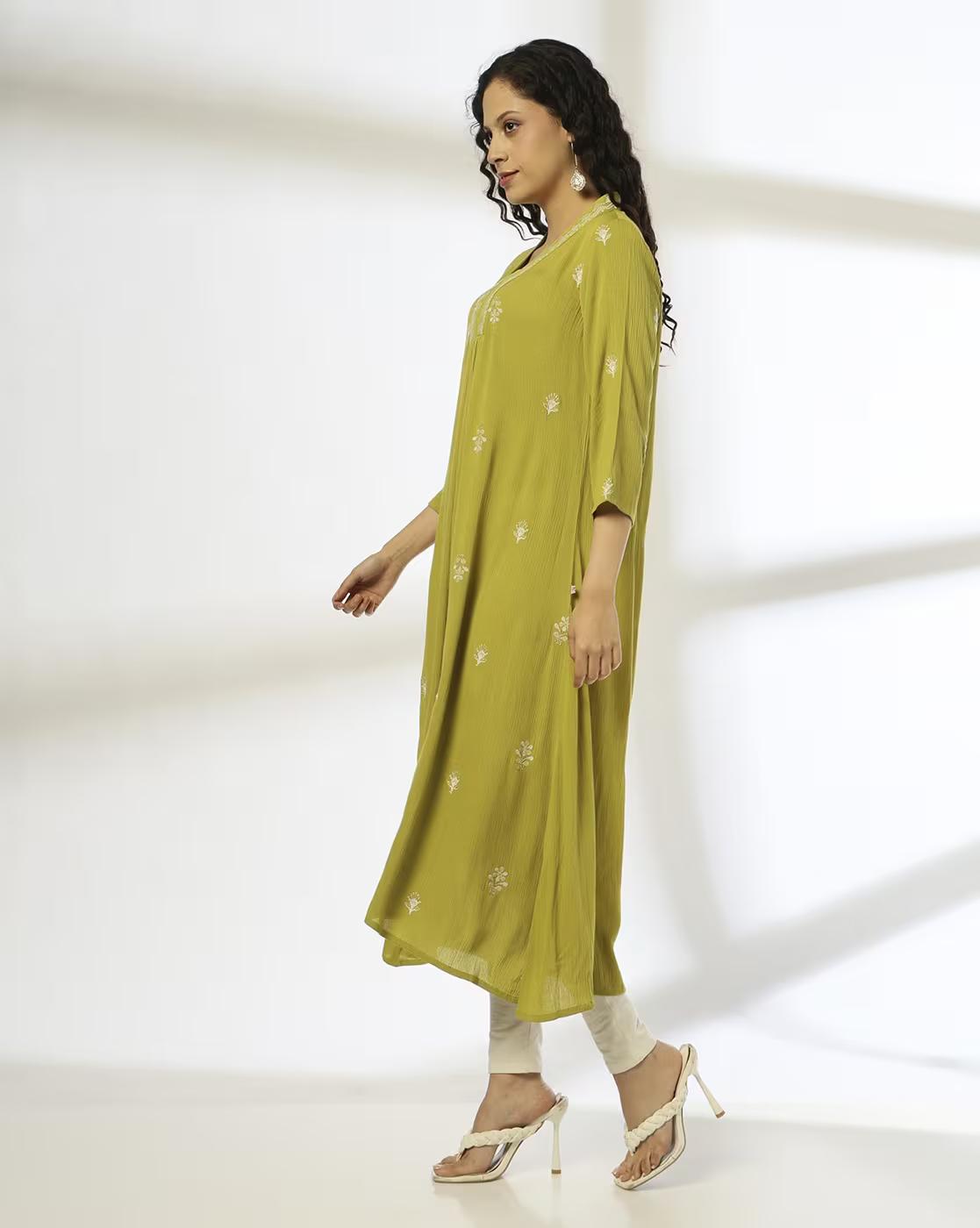 AVAASA MIX N' MATCH | Women Embroidered Flared Kurta with Insert Pocket
