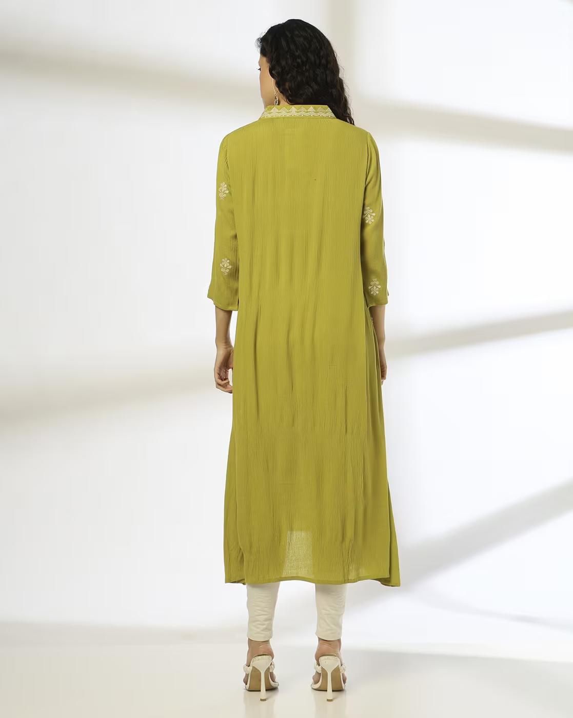 AVAASA MIX N' MATCH | Women Embroidered Flared Kurta with Insert Pocket|2