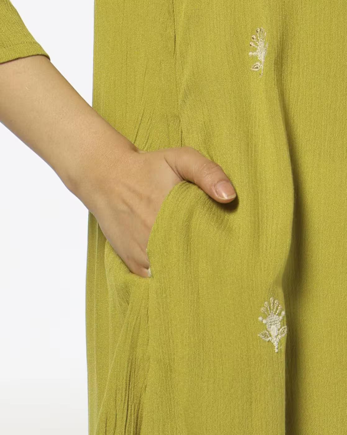 AVAASA MIX N' MATCH | Women Embroidered Flared Kurta with Insert Pocket|4