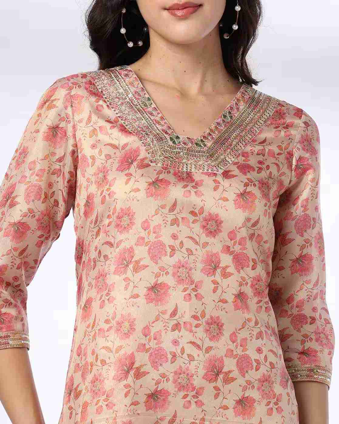 AVAASA MIX N' MATCH | Women Floral Print A-Line Kurta|3