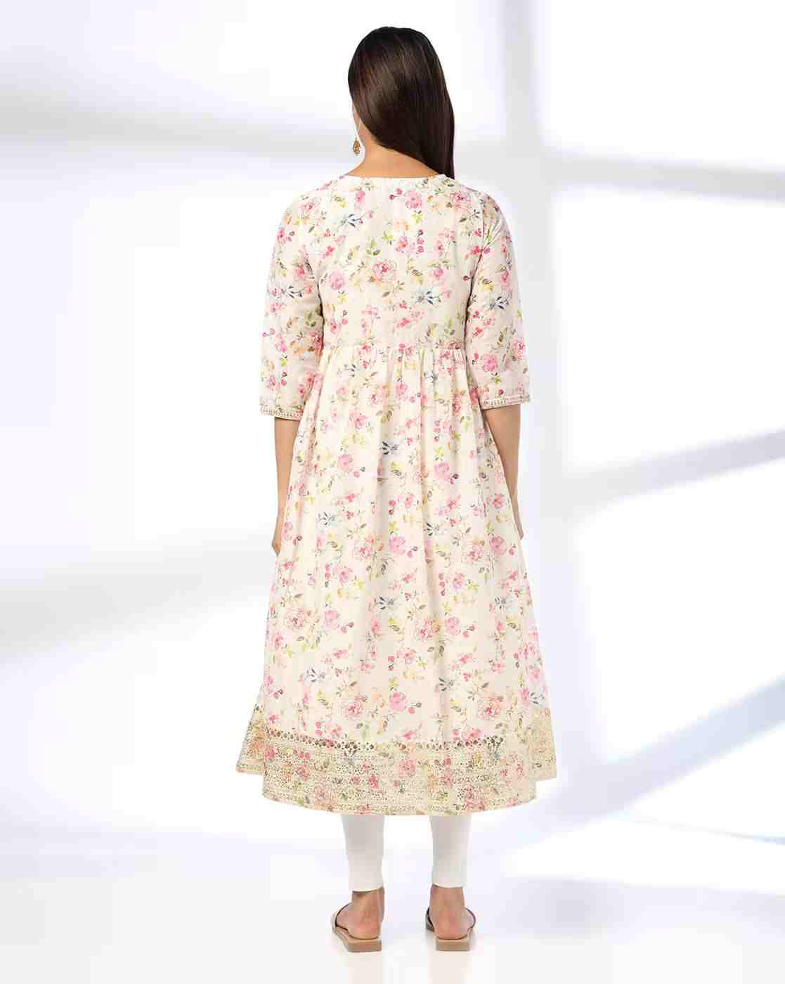 AVAASA MIX N' MATCH | Women Floral Print A-Line Kurta|2
