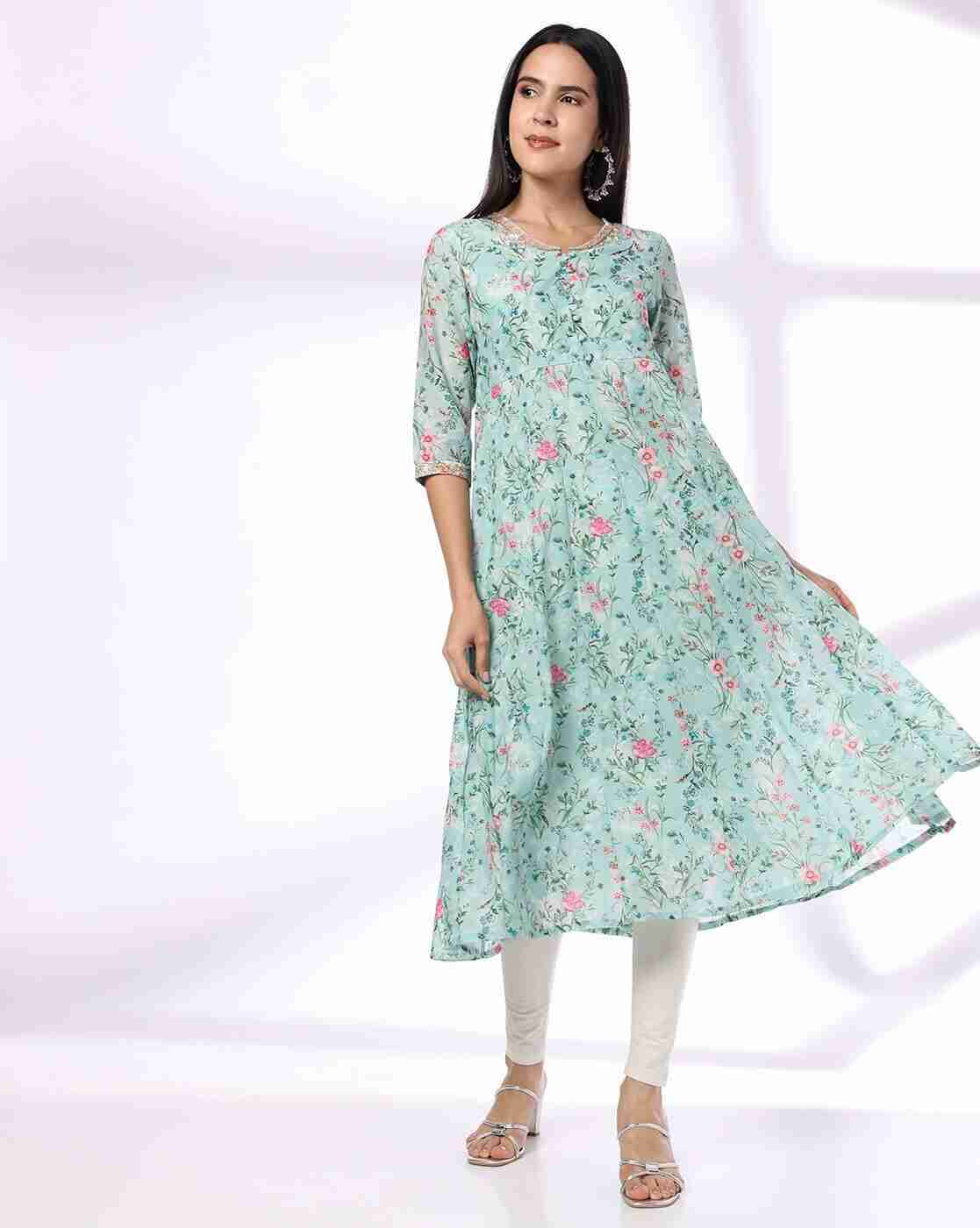 AVAASA MIX N' MATCH | Women Printed Flare Kurta|0