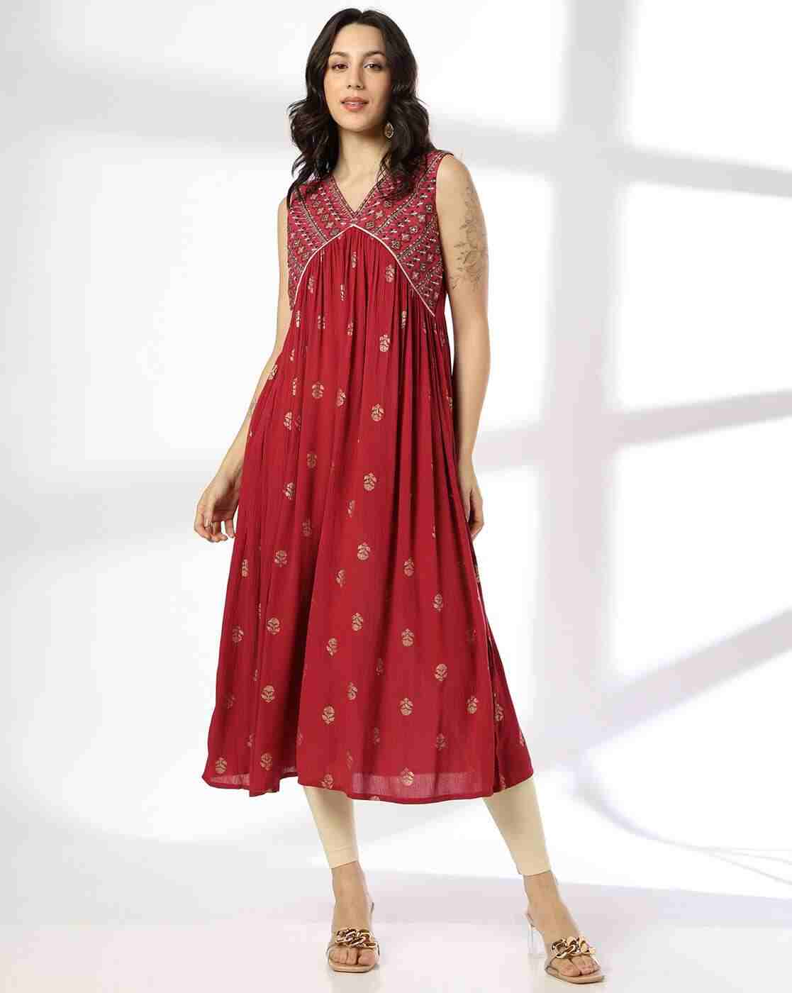 AVAASA MIX N' MATCH | Women Floral Print Flared Kurta|0