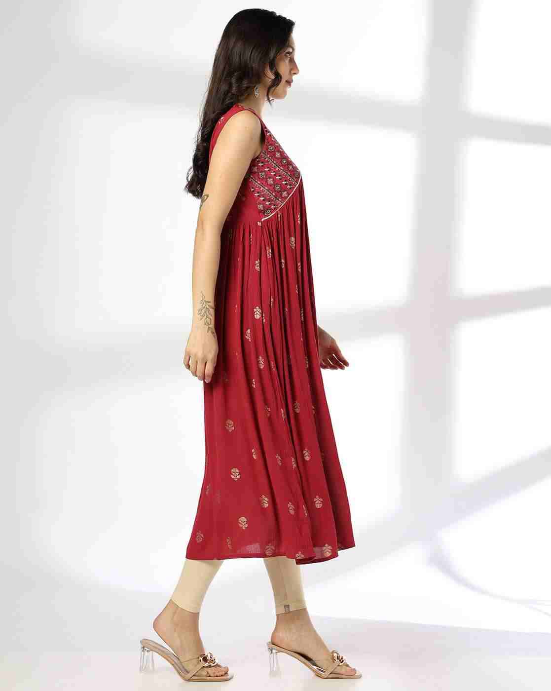 AVAASA MIX N' MATCH | Women Floral Print Flared Kurta|1