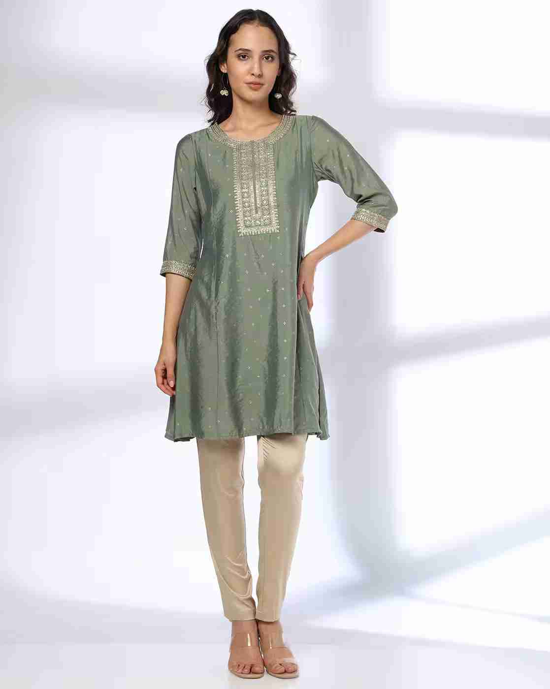 Women Embellished Round-Neck A-Line Kurta