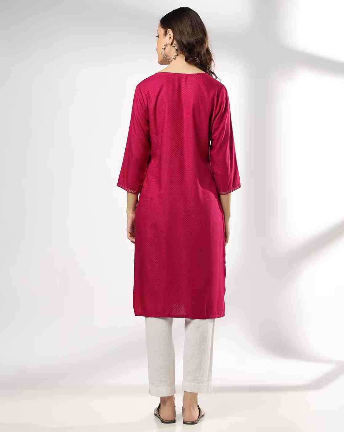 AVAASA MIX N' MATCH | Women Embroidered Straight Kurta|2