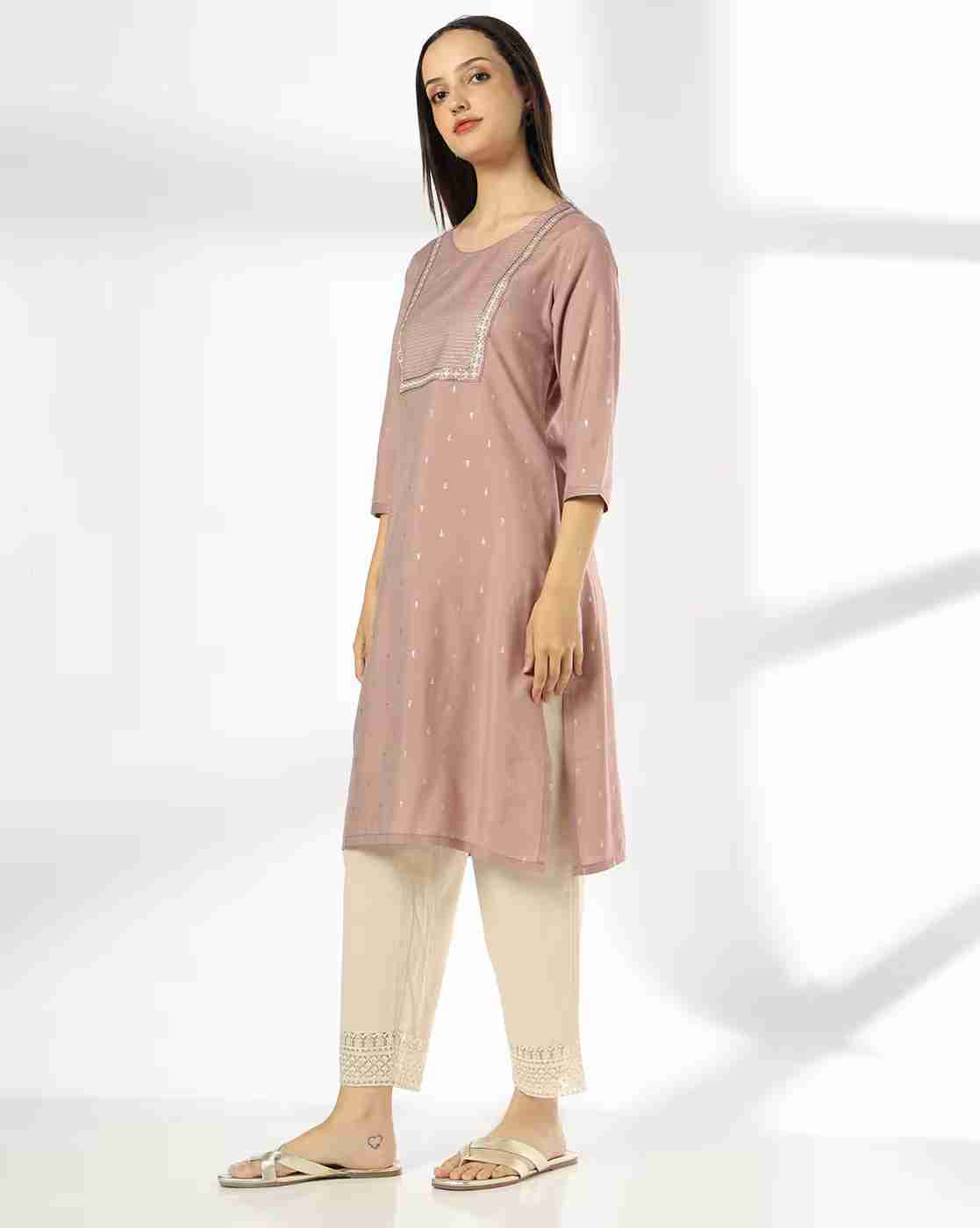 AVAASA MIX N' MATCH | Women Embroidered Straight Kurta|1
