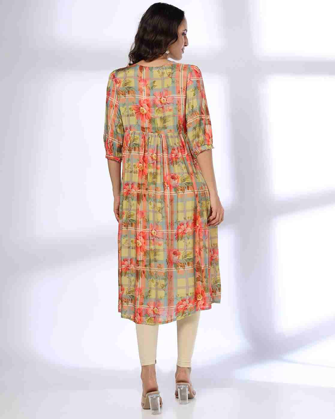 AVAASA MIX N' MATCH | Women Floral Print Flared Kurta|2