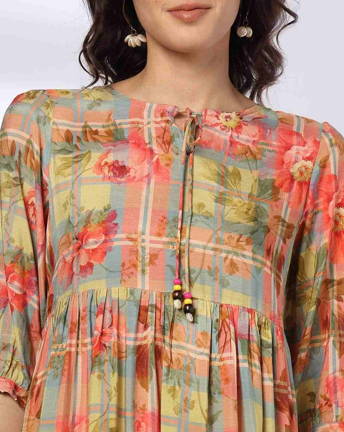 AVAASA MIX N' MATCH | Women Floral Print Flared Kurta|3