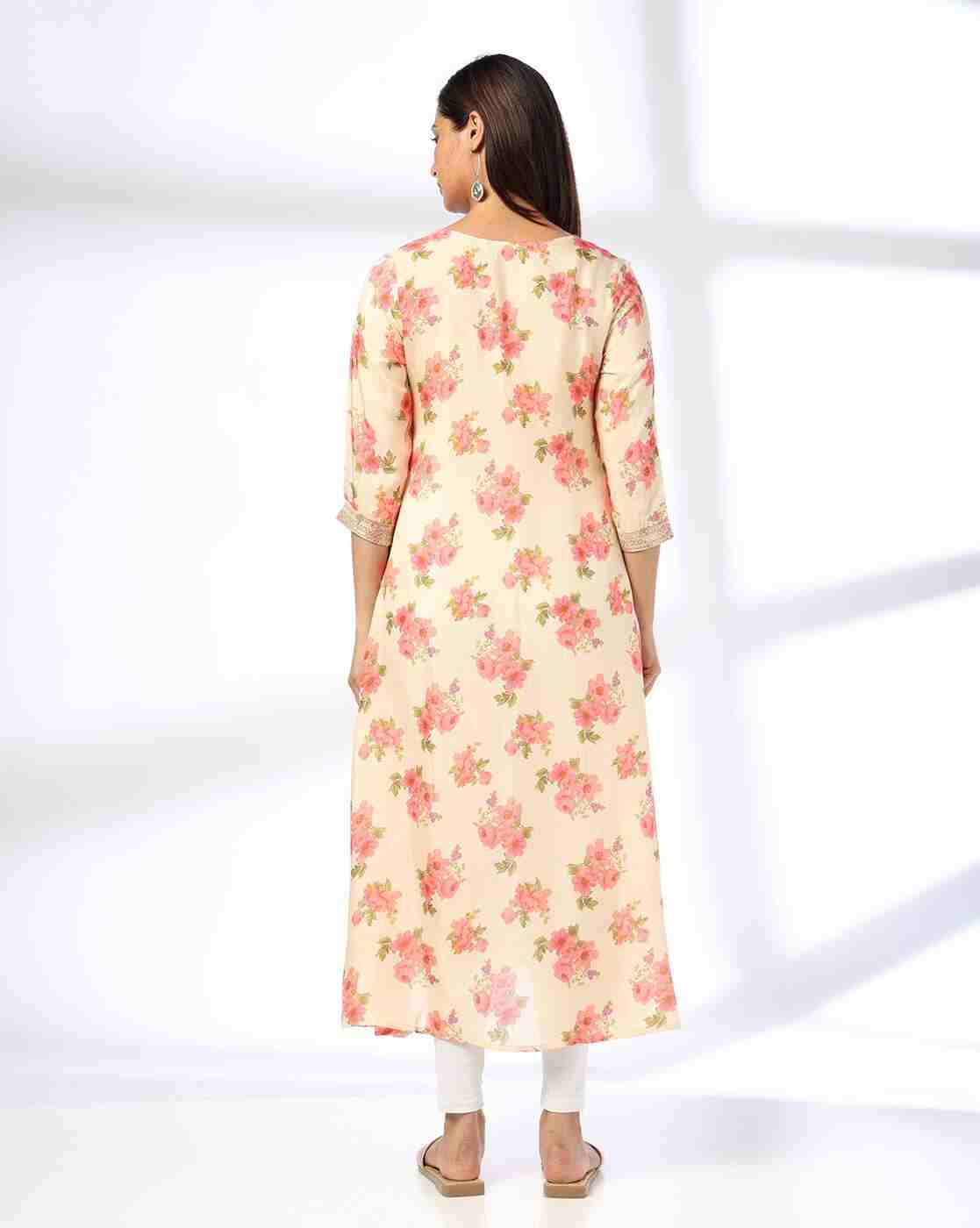 AVAASA MIX N' MATCH | Women Floral Print A-Line Kurta|2
