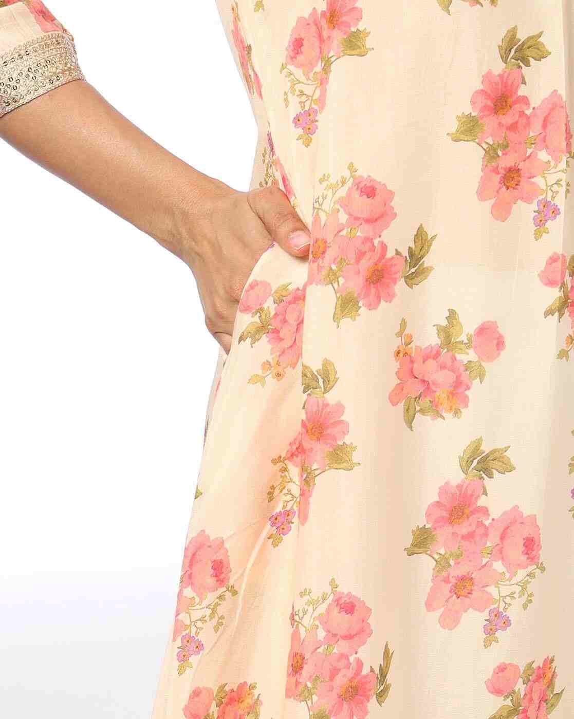 AVAASA MIX N' MATCH | Women Floral Print A-Line Kurta|4