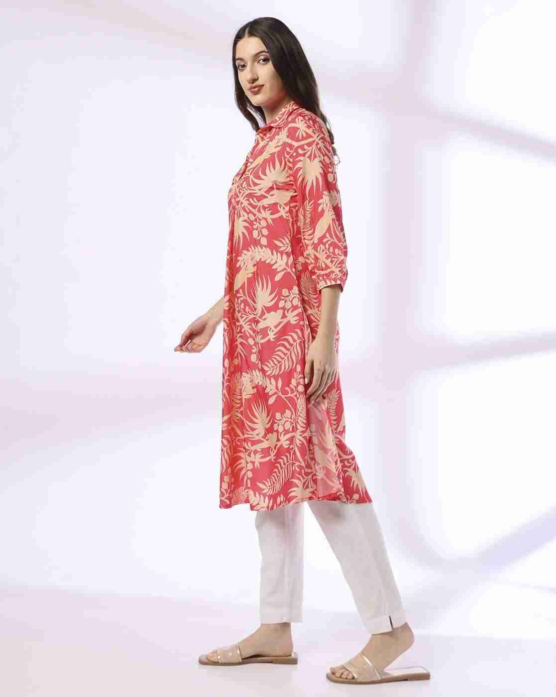 AVAASA MIX N' MATCH | Women Printed A-Line Kurta with Insert Pocket|1