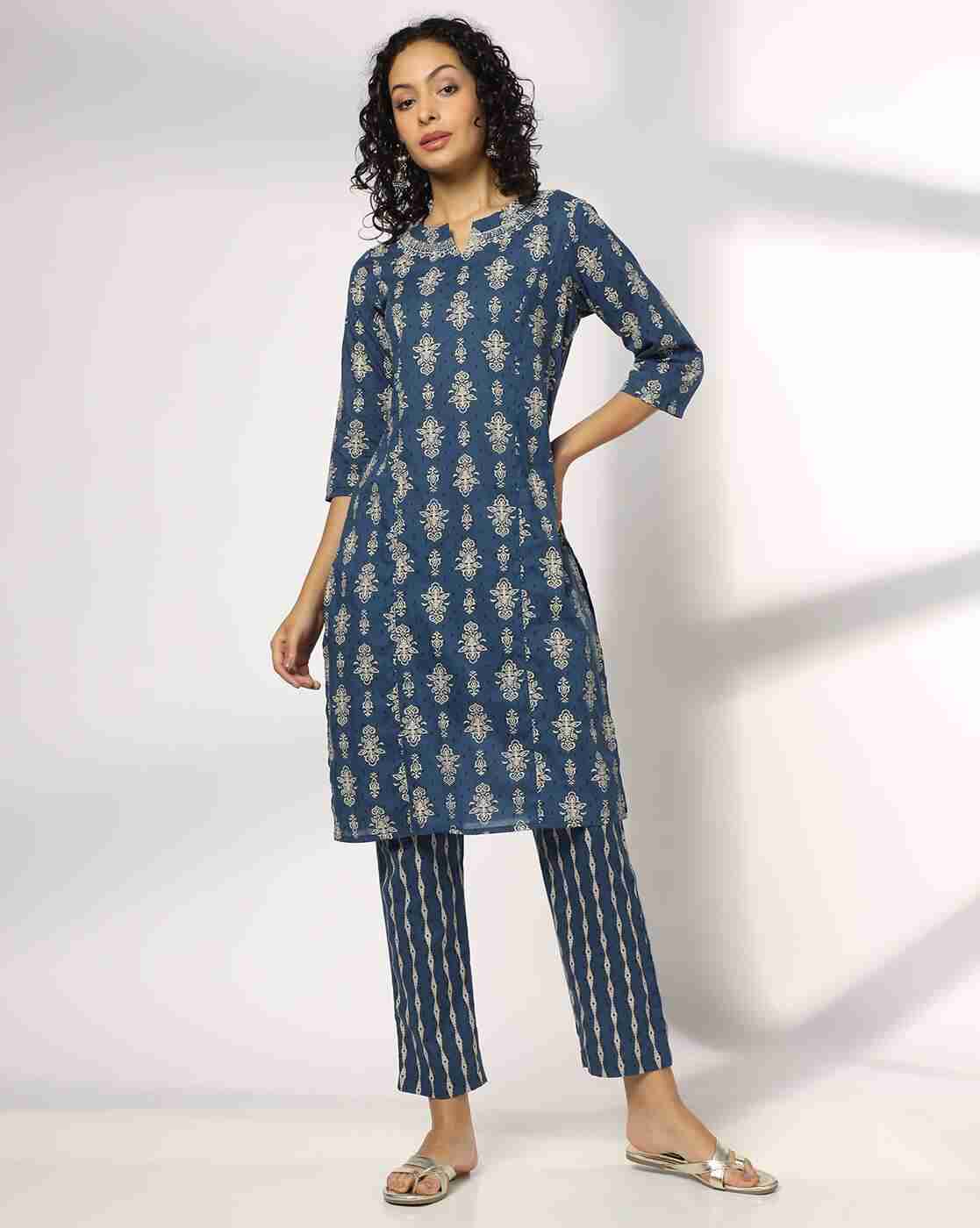 AVAASA MIX N' MATCH | Floral Print Straight Kurta with Pants|0