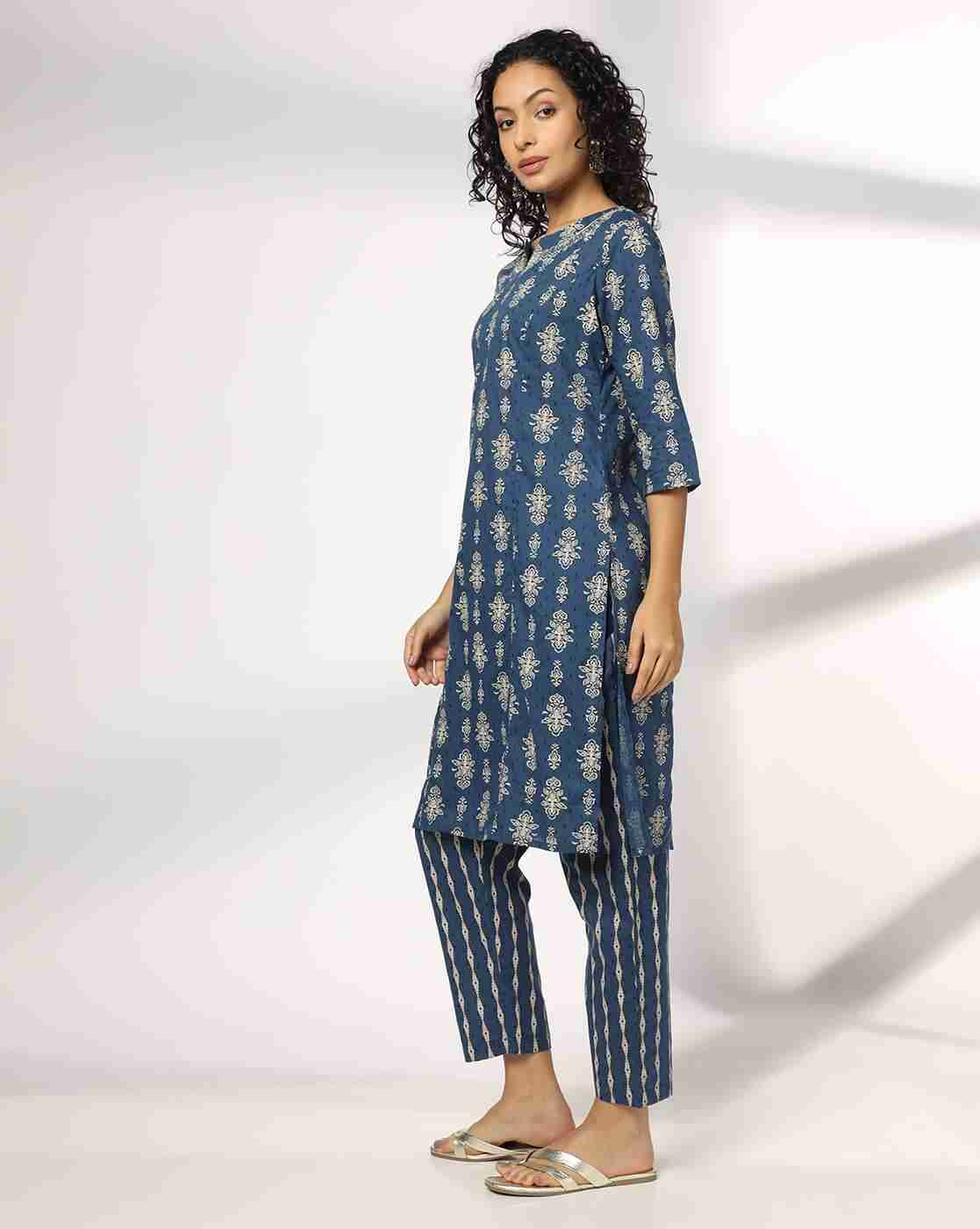 AVAASA MIX N' MATCH | Floral Print Straight Kurta with Pants|1