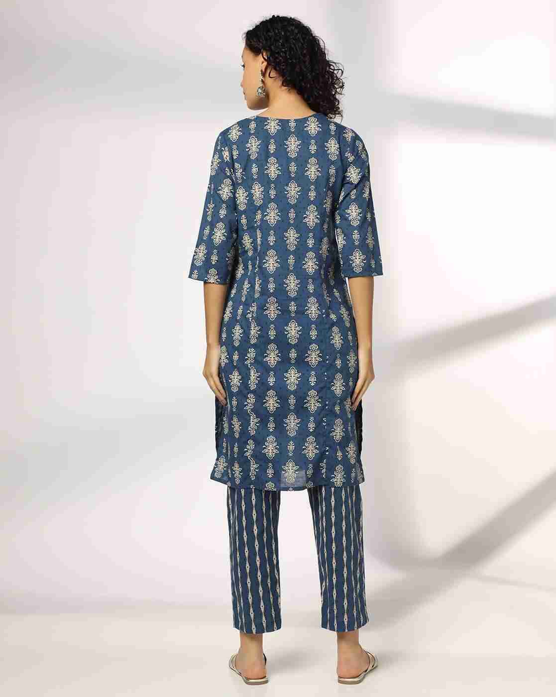 AVAASA MIX N' MATCH | Floral Print Straight Kurta with Pants|2