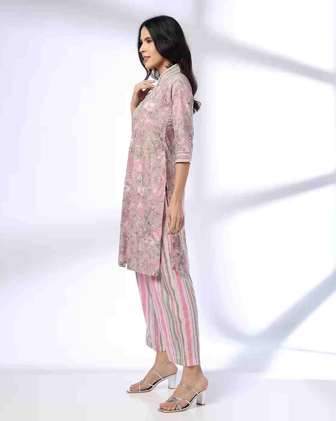 AVAASA MIX N' MATCH | Women Floral Print Straight Kurta & Palazzos Set
