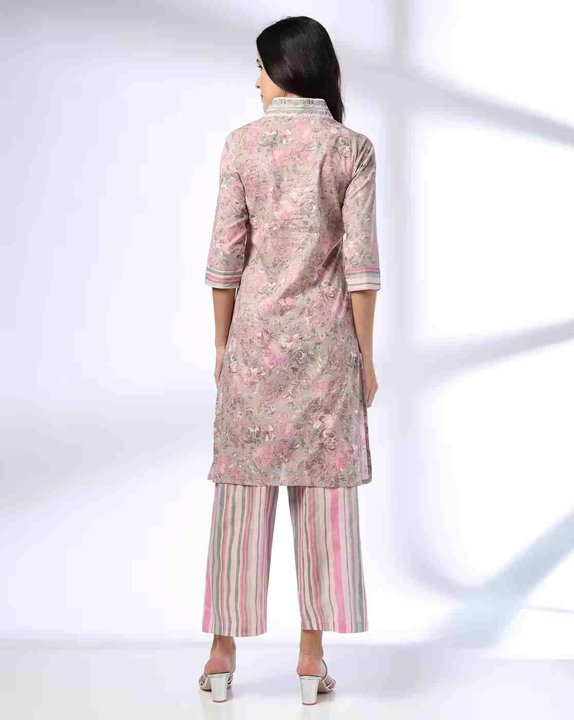 AVAASA MIX N' MATCH | Women Floral Print Straight Kurta & Palazzos Set|2