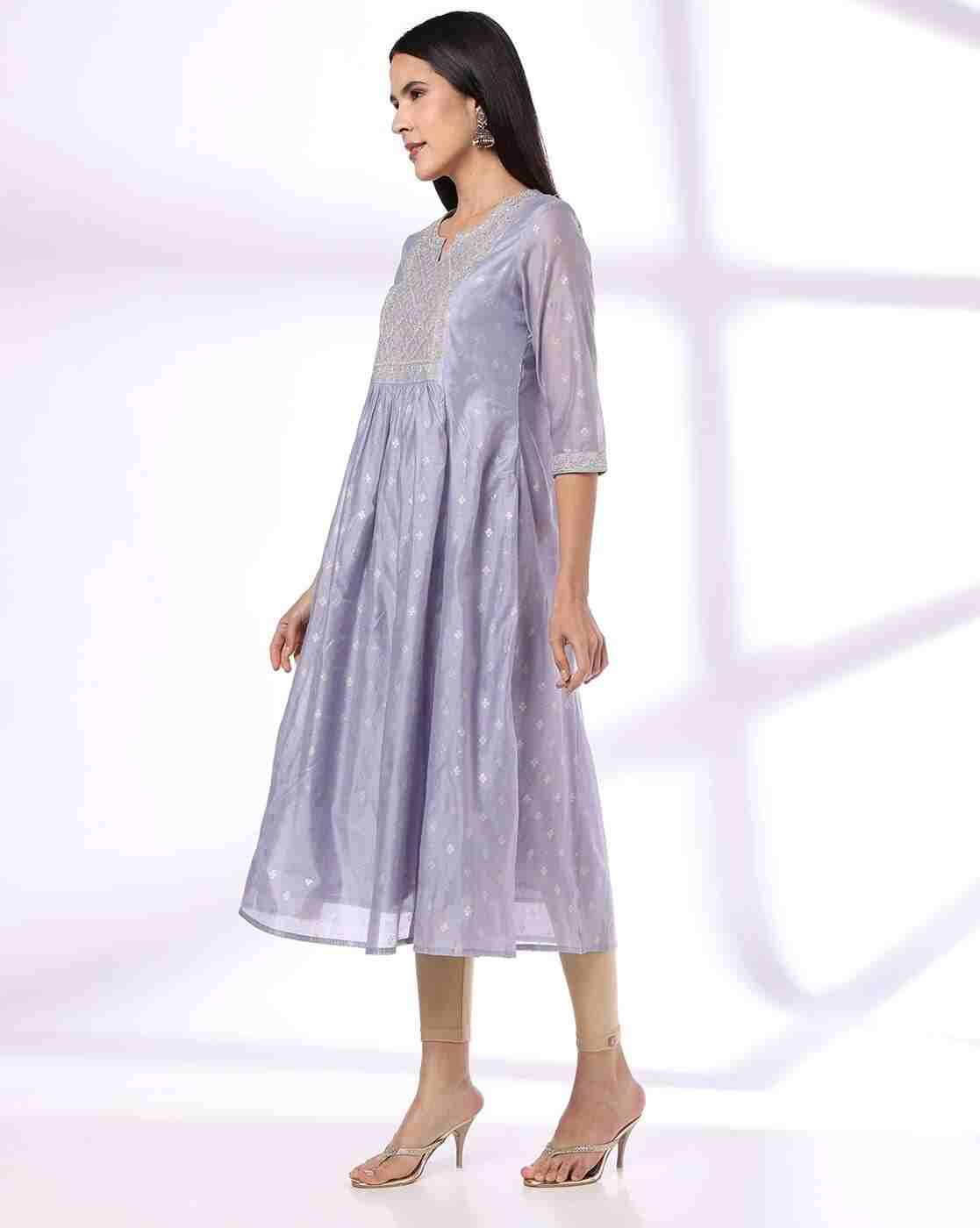 AVAASA MIX N' MATCH | Women Foil Print Flared Kurta|1