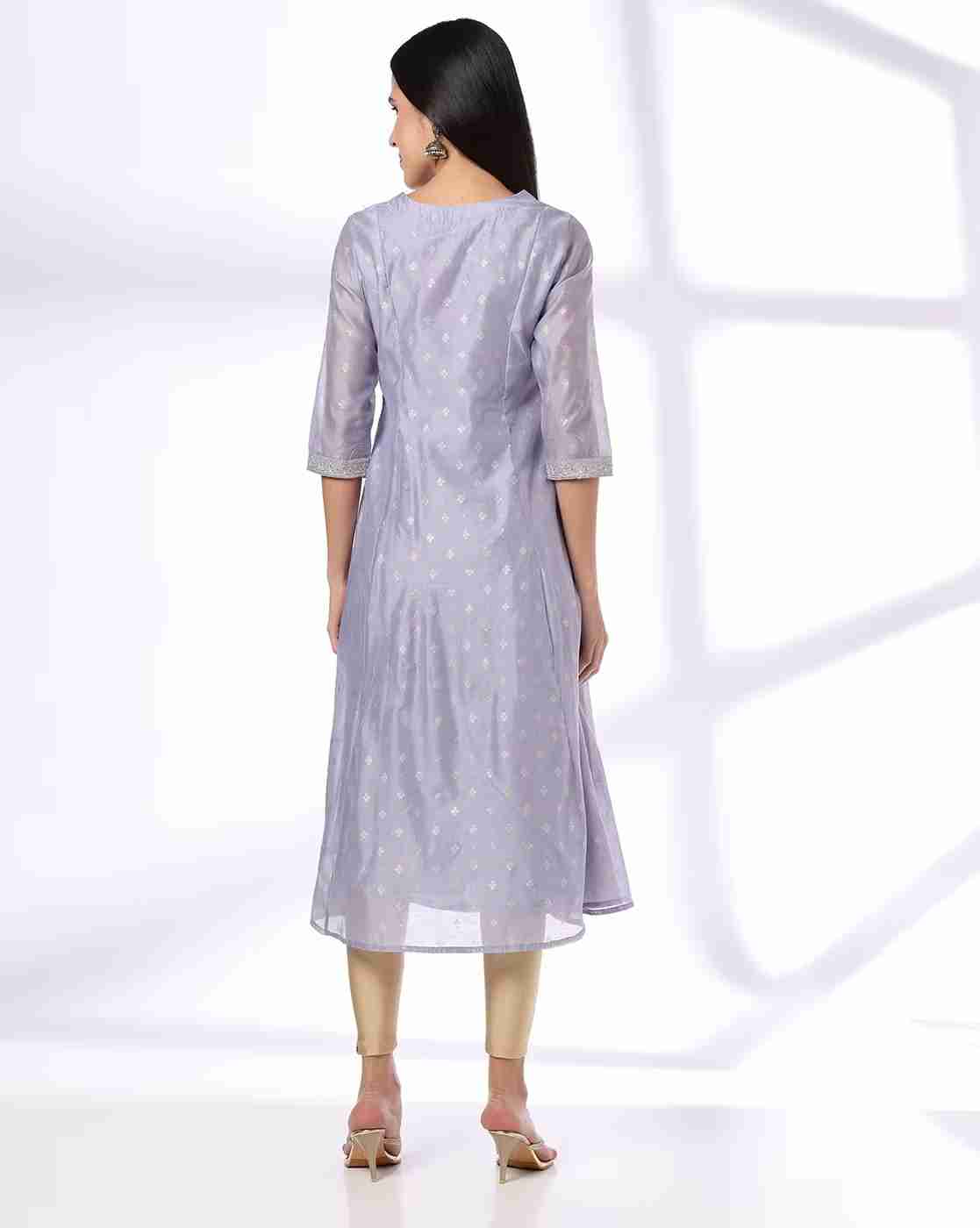 AVAASA MIX N' MATCH | Women Foil Print Flared Kurta|2