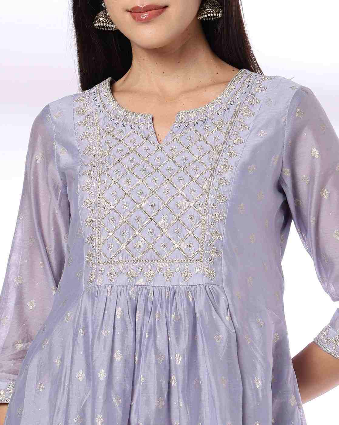 AVAASA MIX N' MATCH | Women Foil Print Flared Kurta|3