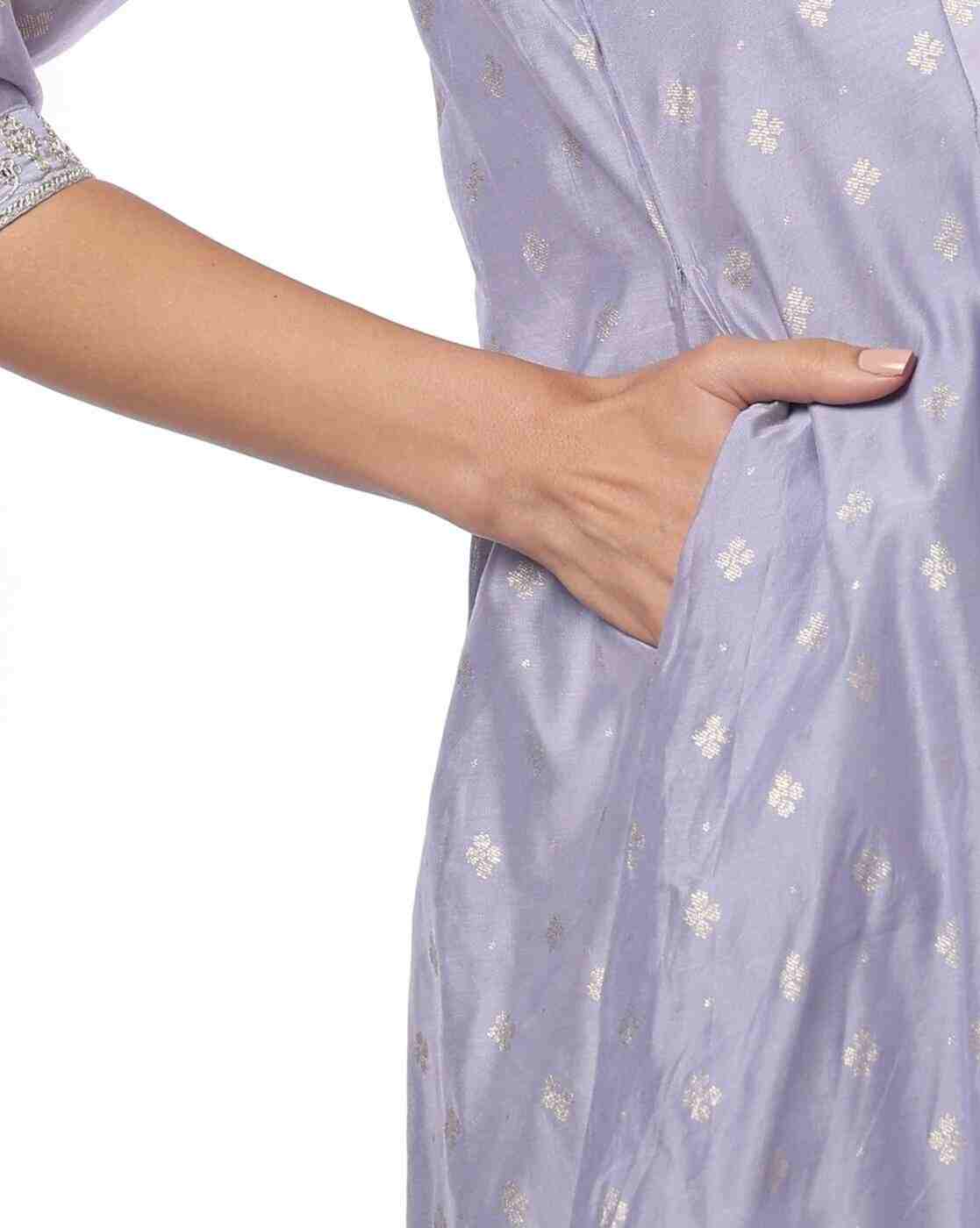 AVAASA MIX N' MATCH | Women Foil Print Flared Kurta|4