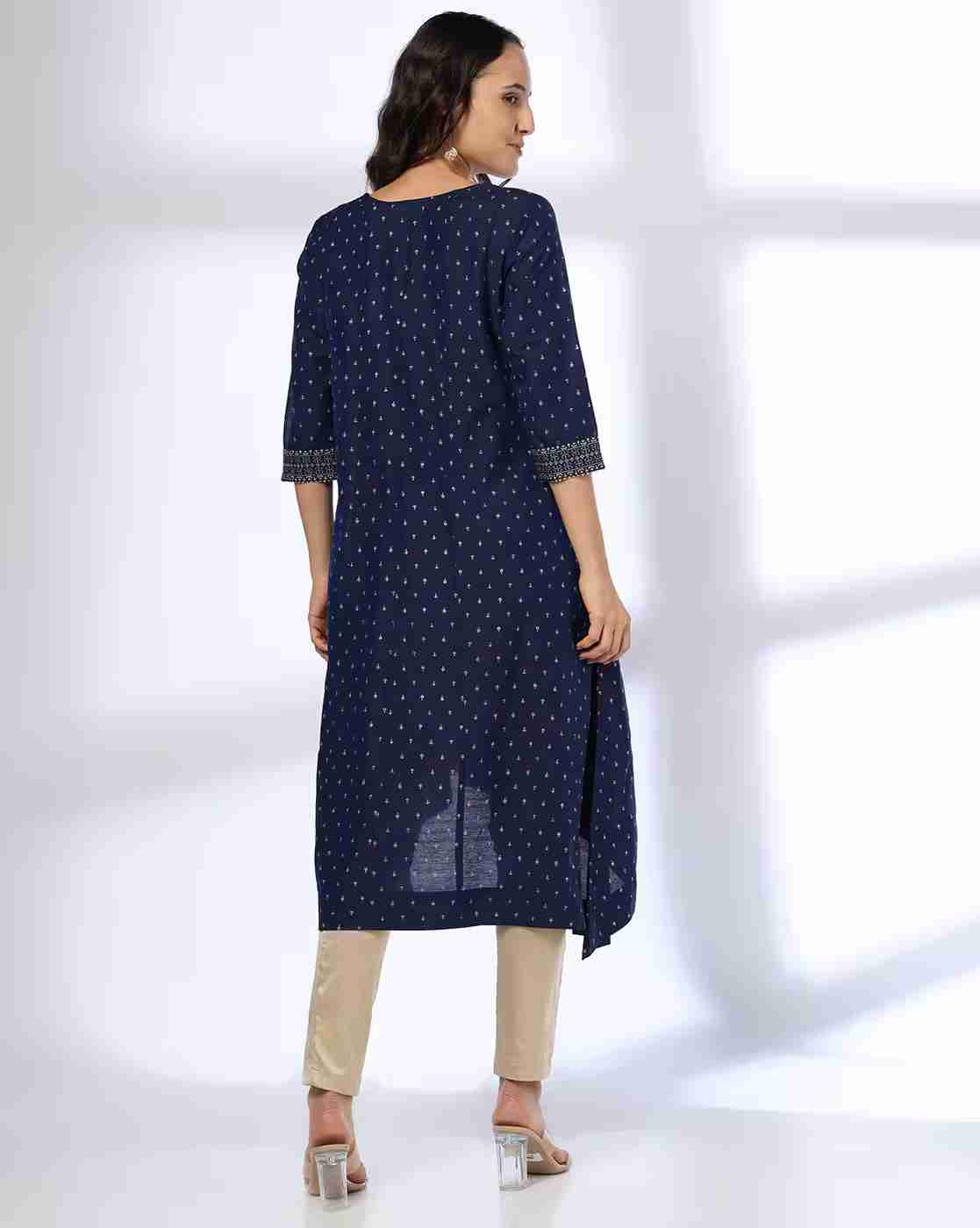 AVAASA MIX N' MATCH | Women Micro Print A-Line Kurta|2