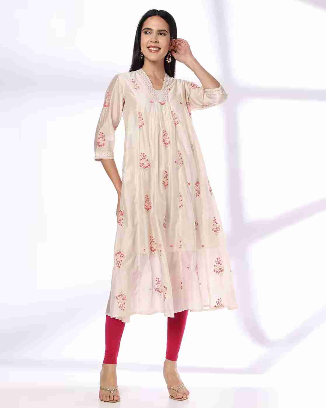 AVAASA MIX N' MATCH | Women Printed Flared Kurta|0