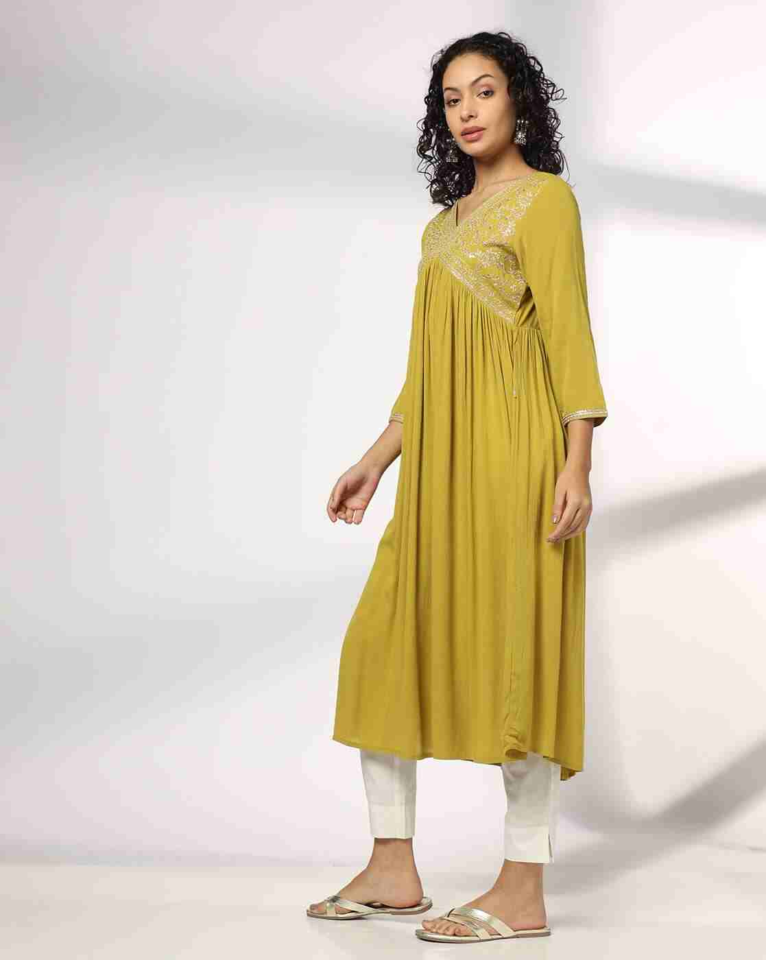 AVAASA MIX N' MATCH | Women Embroidered Flared Kurta with Insert Pocket|1